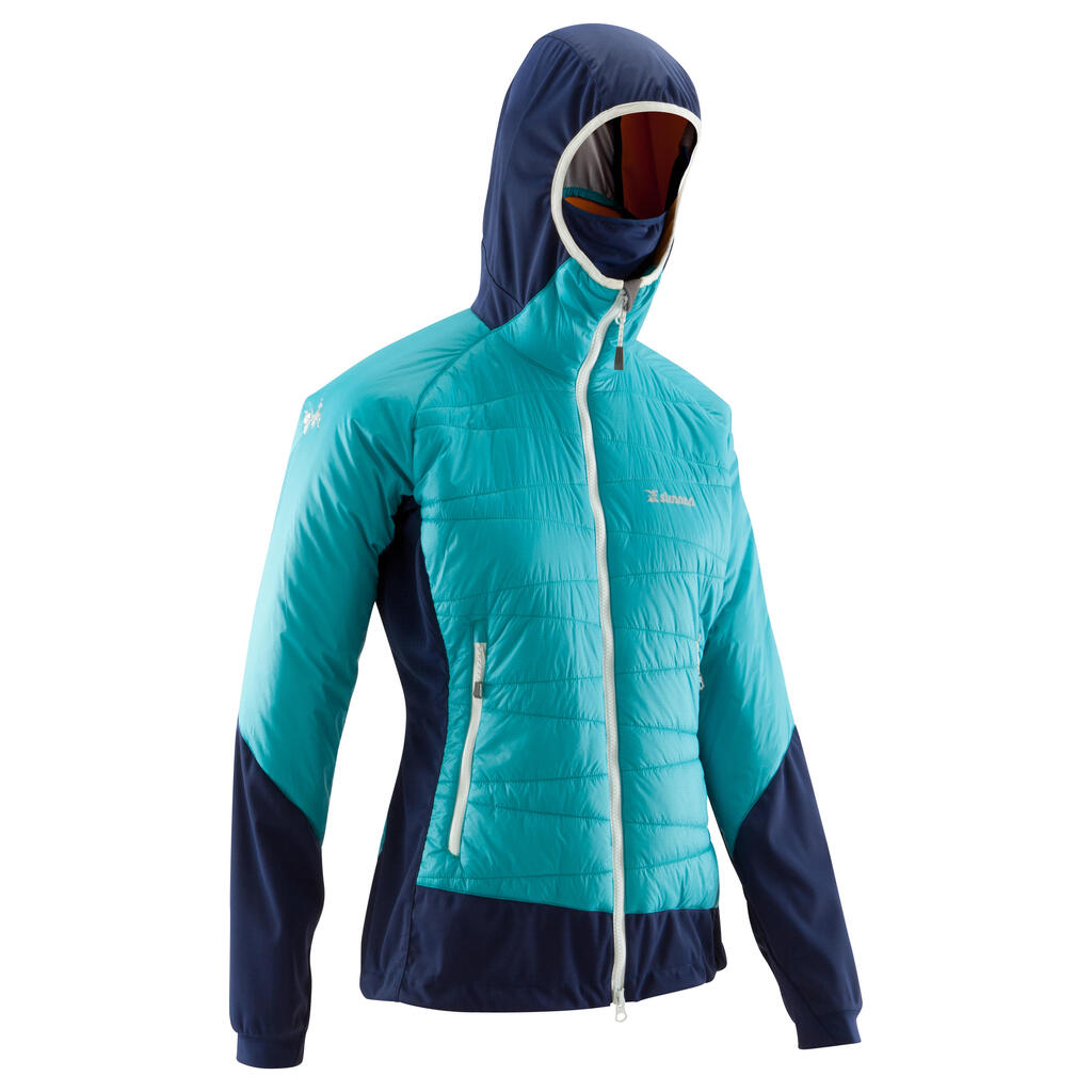 Bergjacke Hybrid Damen limitierte Auflage türkis/himmelblau