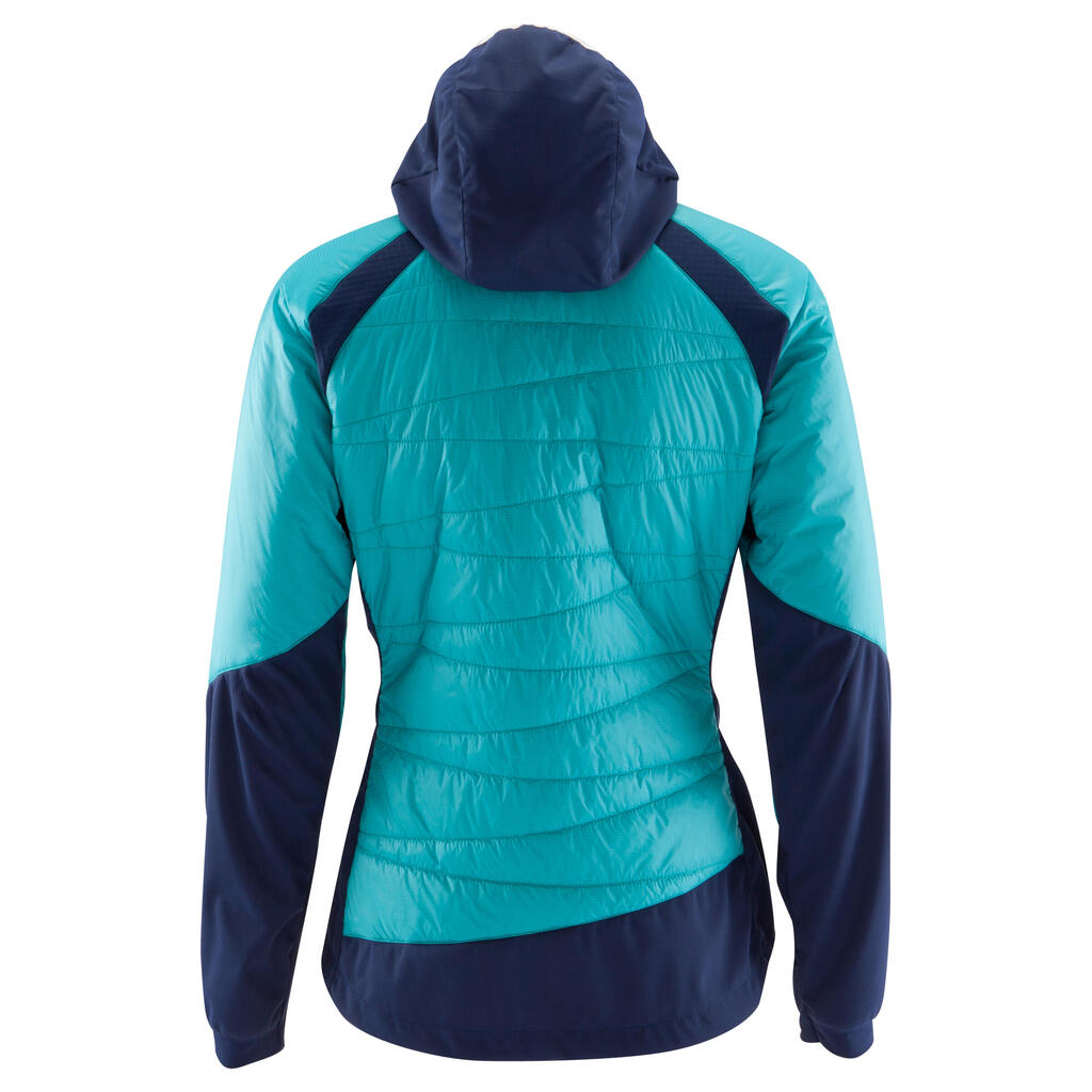 Bergjacke Hybrid Damen limitierte Auflage türkis/himmelblau