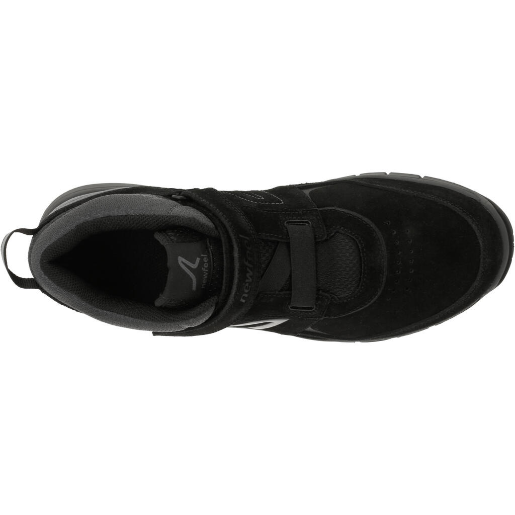 Walkingschuhe HW 140 Strap Leder Herren schwarz