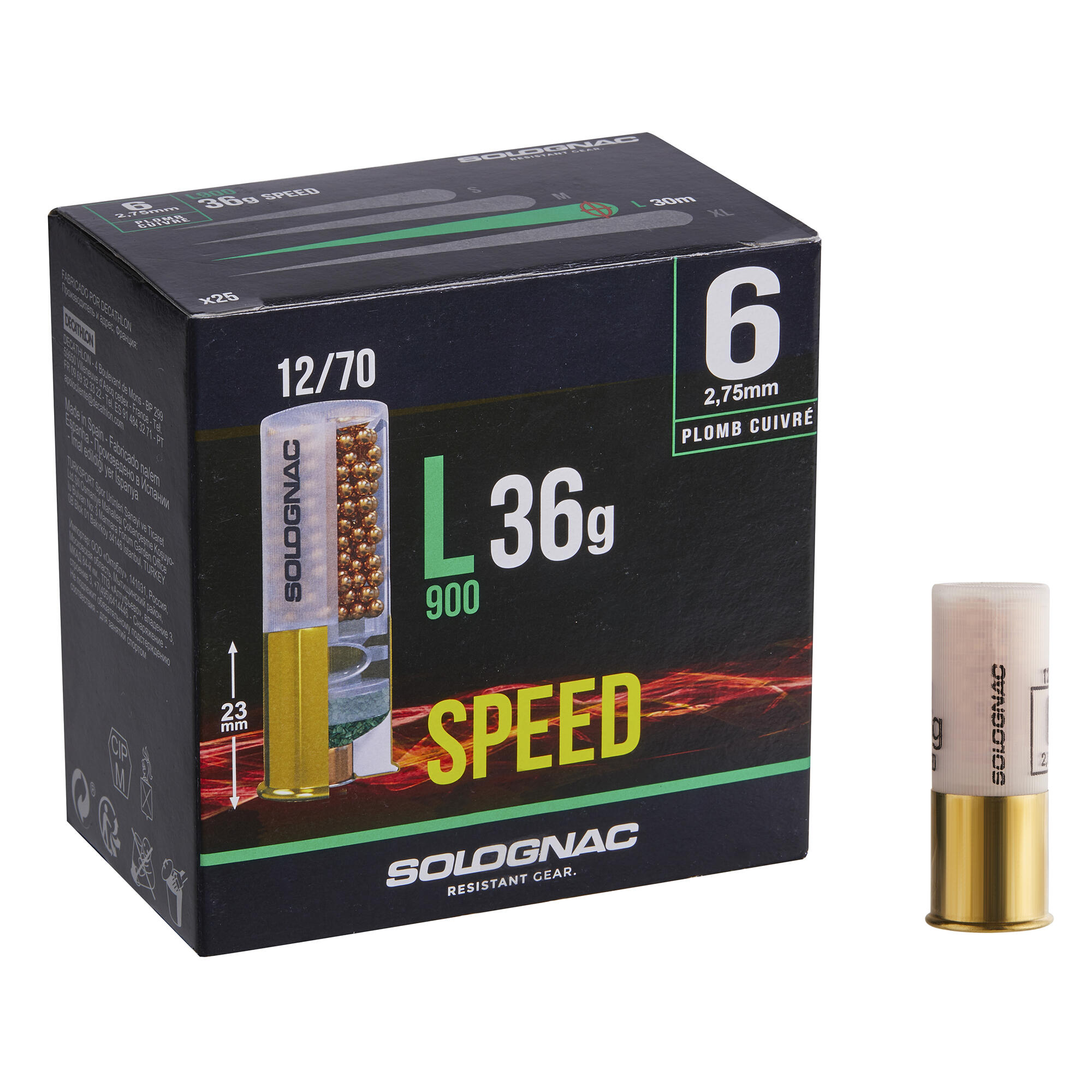 CARTOUCHE L900 36g SPEED CALIBRE 12/70 BILLE CUIVRE N°6 ...