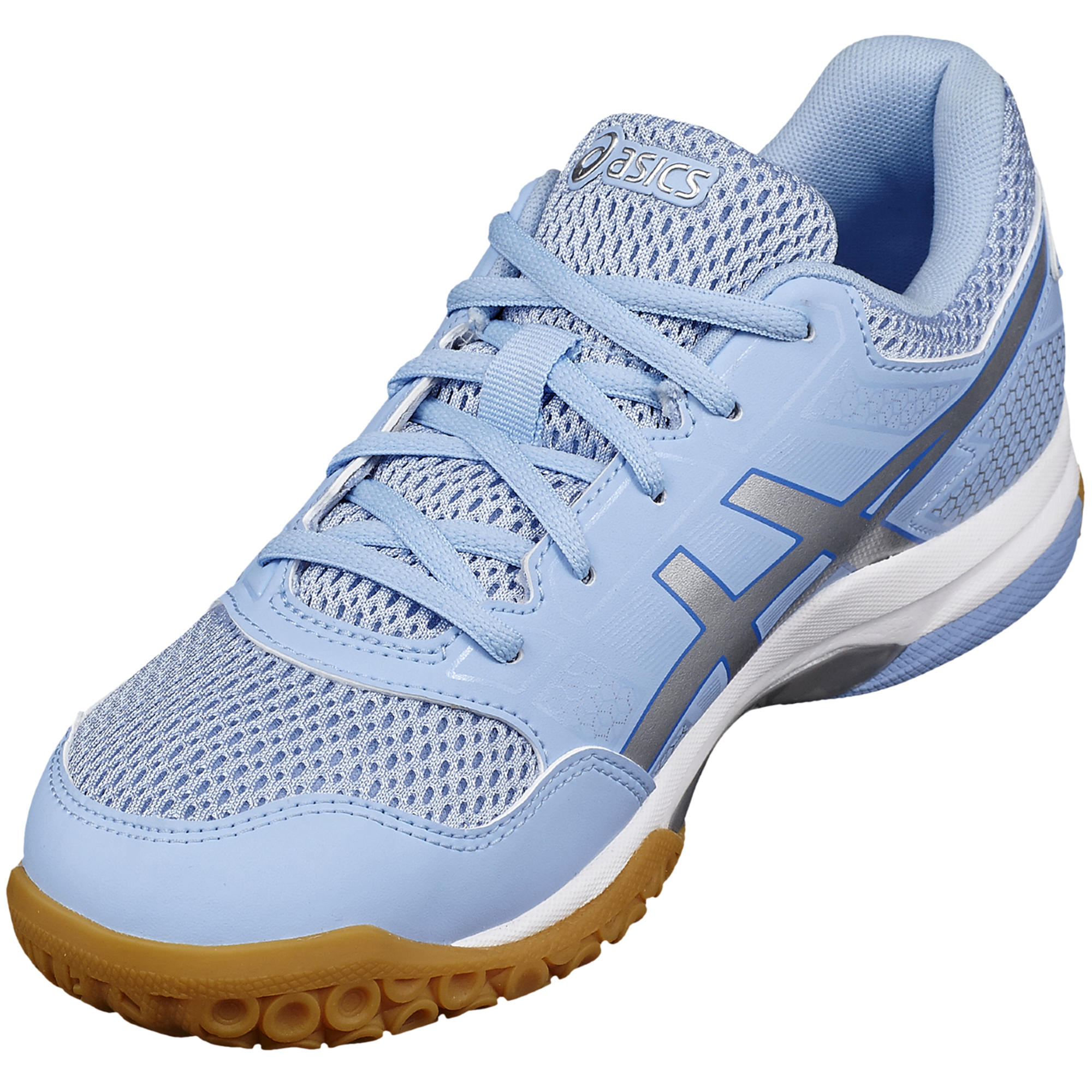 Gel Rocket 7 Women s Badminton and Squash Shoes Blue White Decathlon