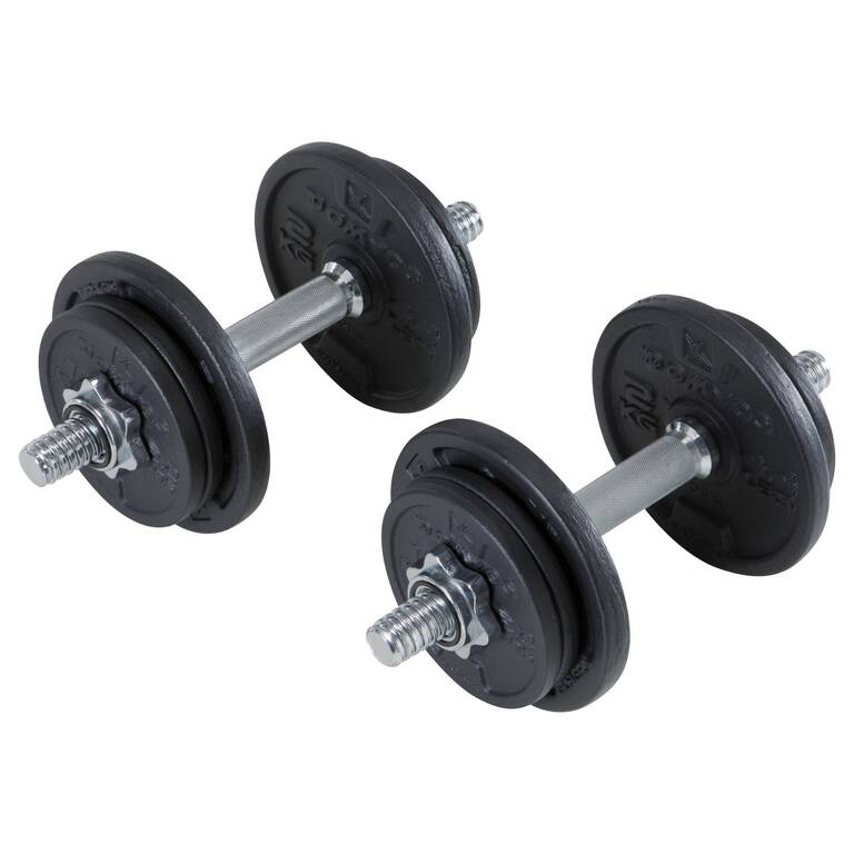 Compact and durable cast iron weight training dumbbell set, 20 kg