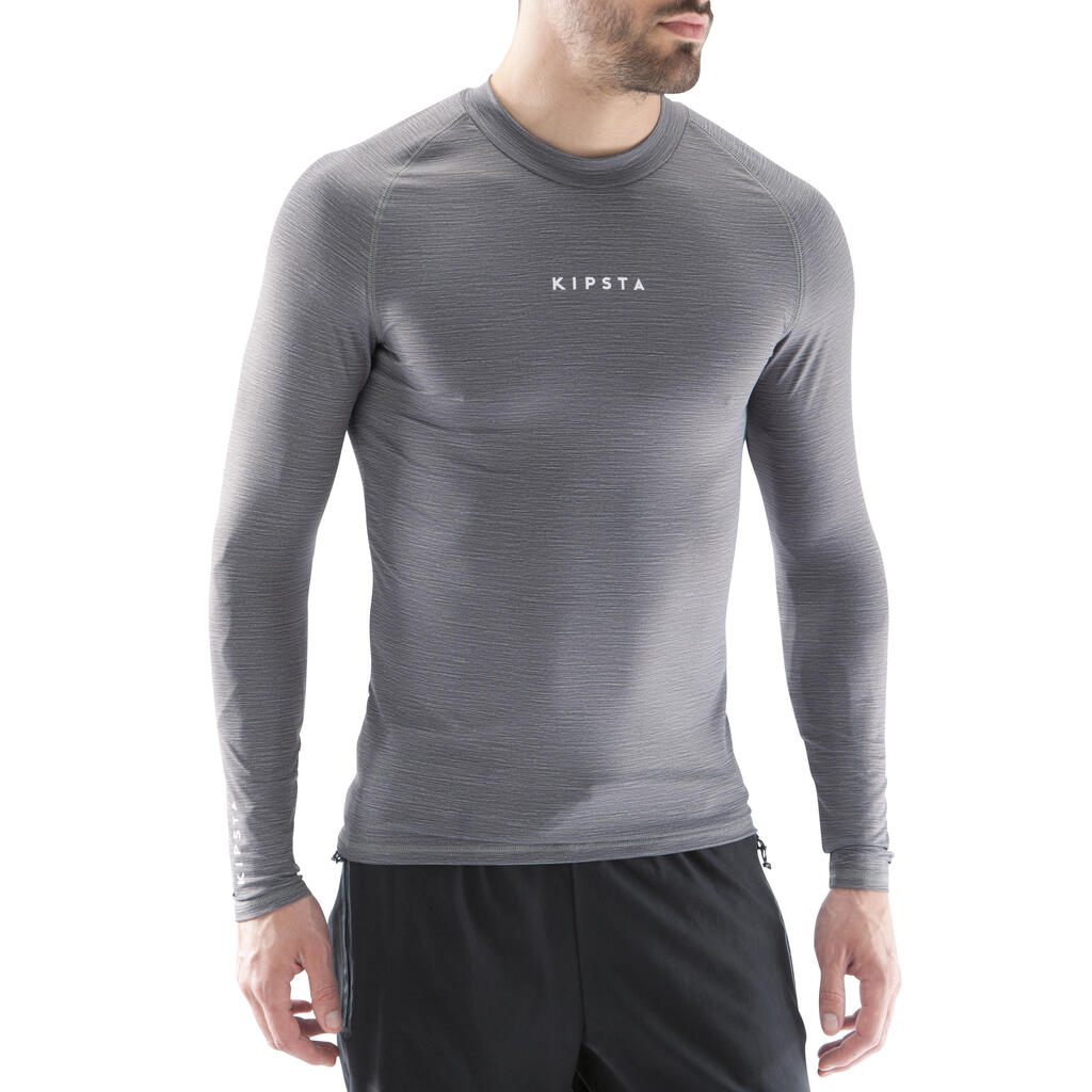 Adult Long-Sleeved Football Base Layer Top Keepdry 100 - Mottled Grey