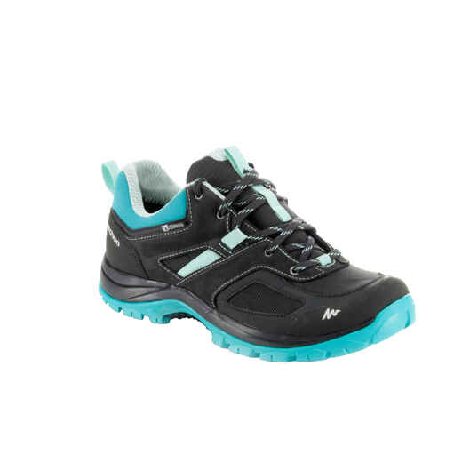 MH100 Women's Waterproof Mountain Hiking Shoes Black Turquoise