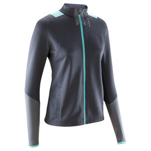 Chaqueta de entrenamiento de fútbol mujer T500 gris verde menta