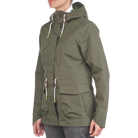 Jaket gunung country walking parka tahan air wanita NH500 Protect - khaki