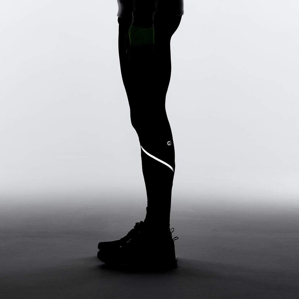 Laufhose lang Tights Run Warm+ Herren schwarz