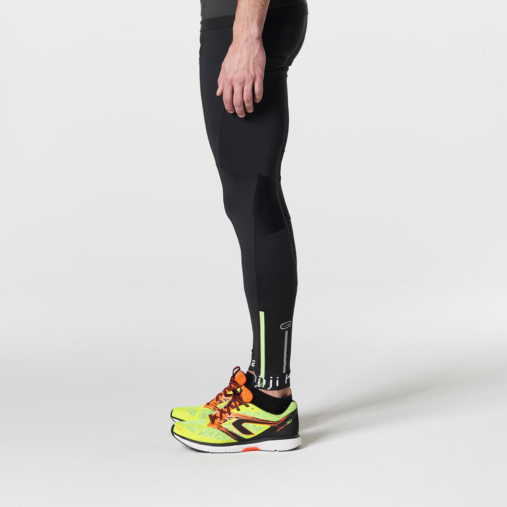 Laufhose lang Tights Kiprun Herren schwarz/gelb