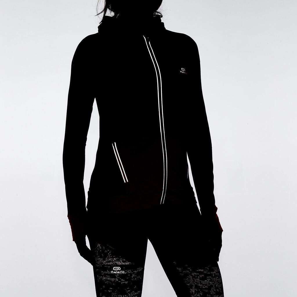 Laufjacke Warm Hood Run Damen schwarz