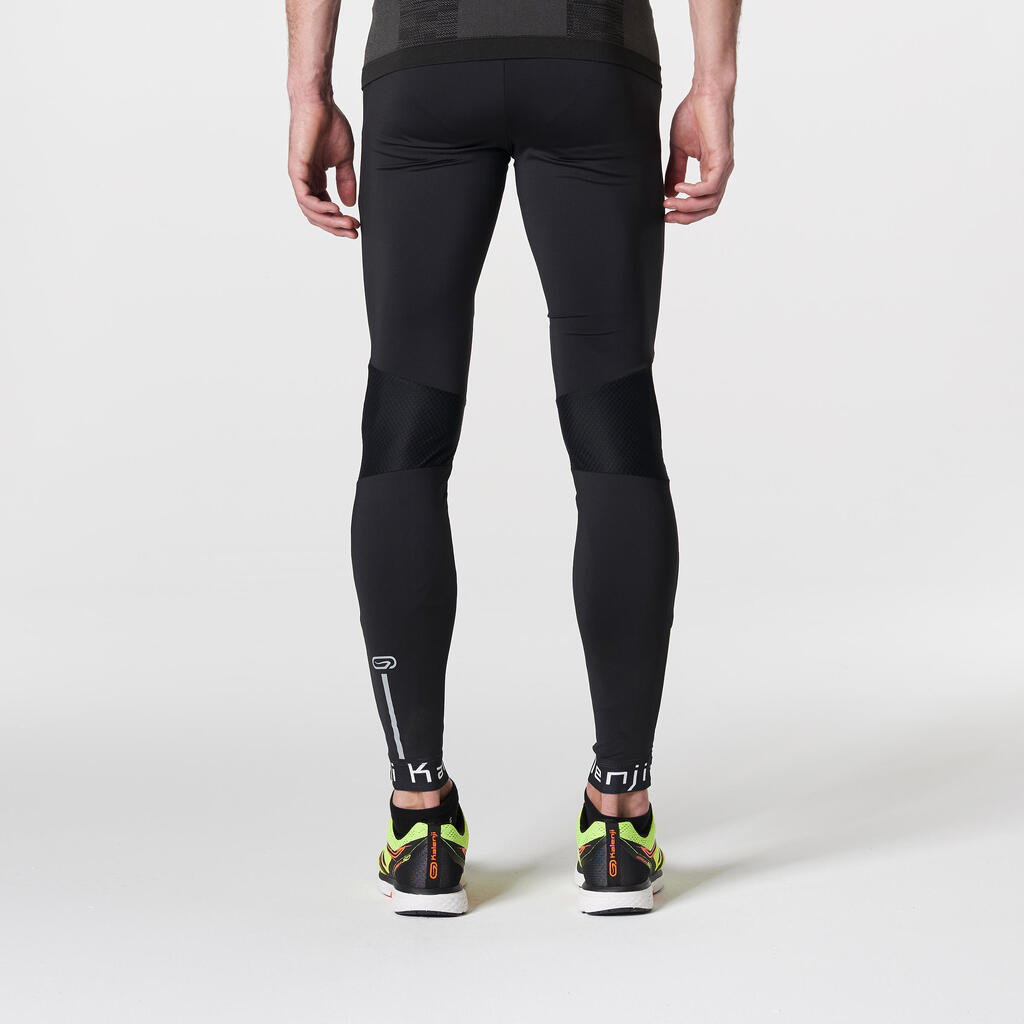 Laufhose lang Tights Kiprun Herren schwarz/gelb