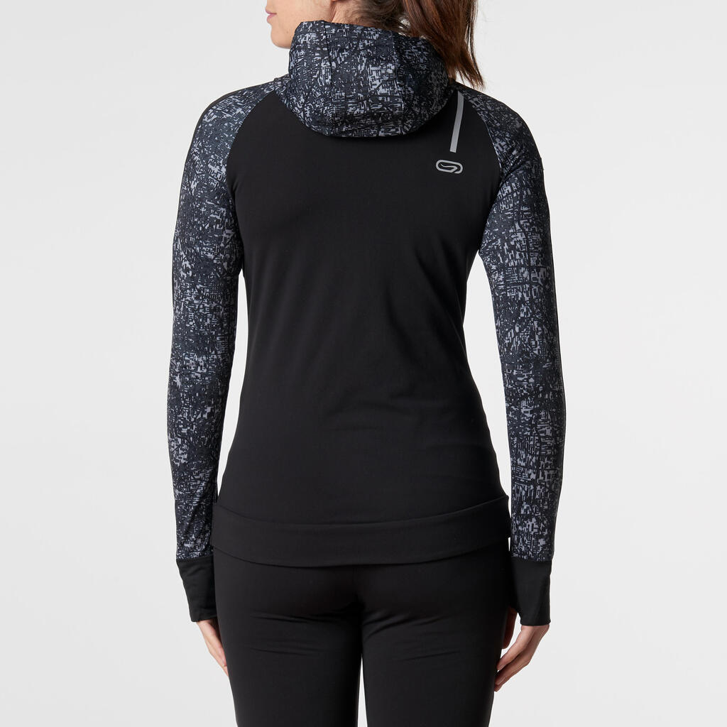 Laufjacke Warm Hood Run Damen schwarz