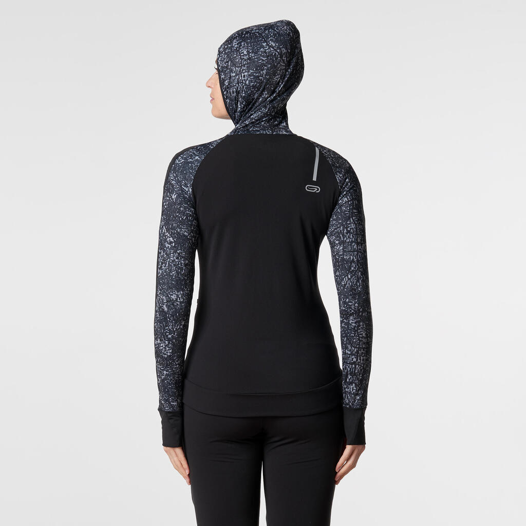 Laufjacke Warm Hood Run Damen schwarz