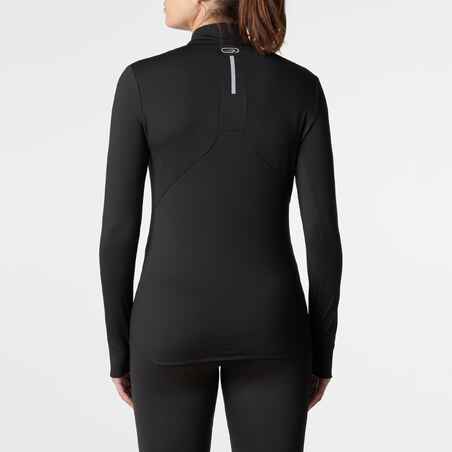 Zip Warm women's long-sleeved running T-shirt - black