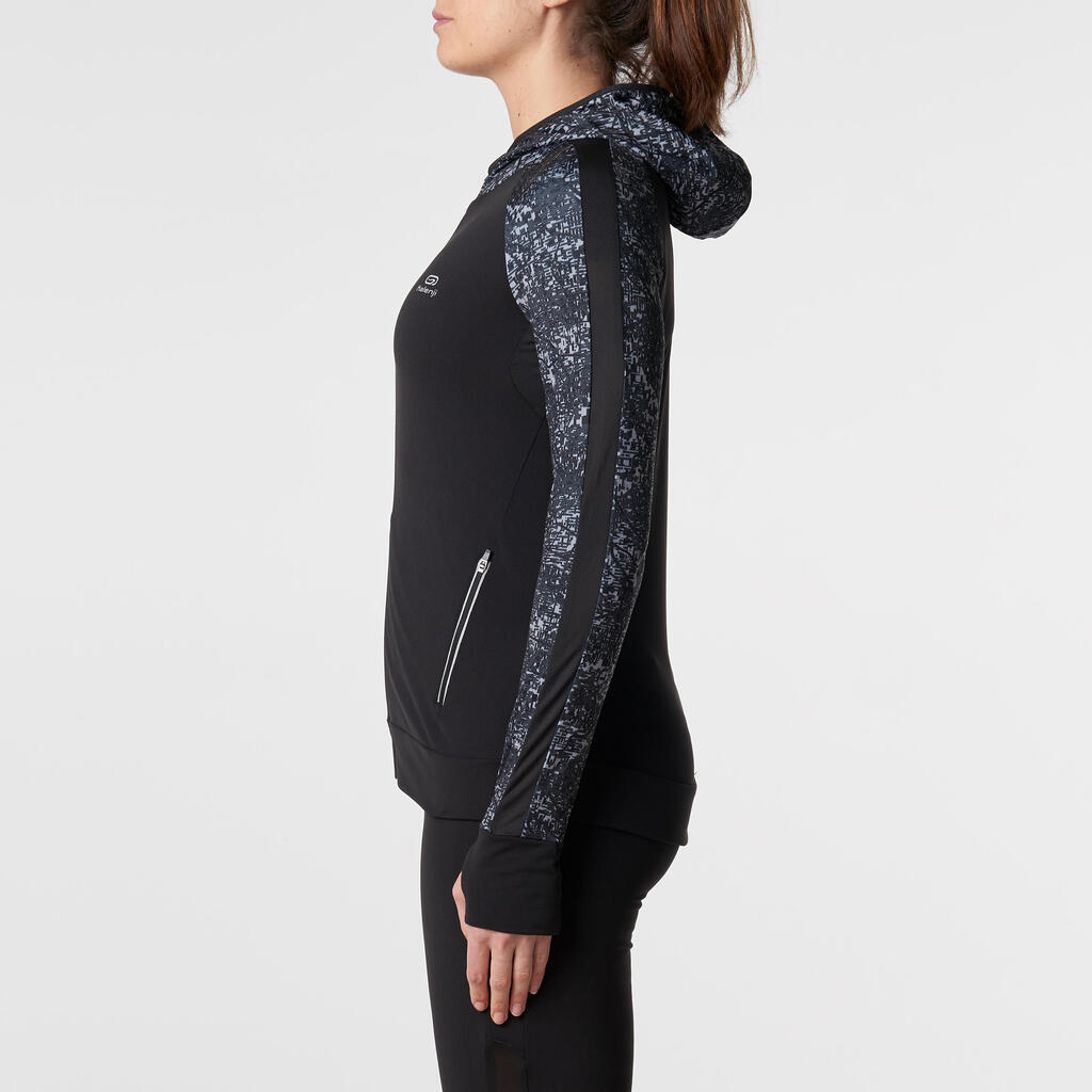 Laufjacke Warm Hood Run Damen schwarz