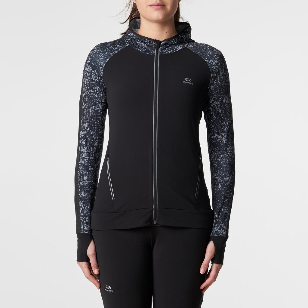 Laufjacke Warm Hood Run Damen schwarz