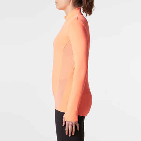 Run Dry + Zip Women's Running Long-Sleeved T-Shirt - Coral