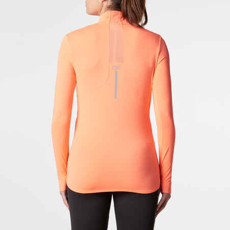 Run Dry + Zip Women's Running Long-Sleeved T-Shirt - Coral