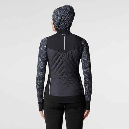 Women's sleeveless running jacket Warm - black