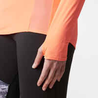 Run Dry + Zip Women's Running Long-Sleeved T-Shirt - Coral