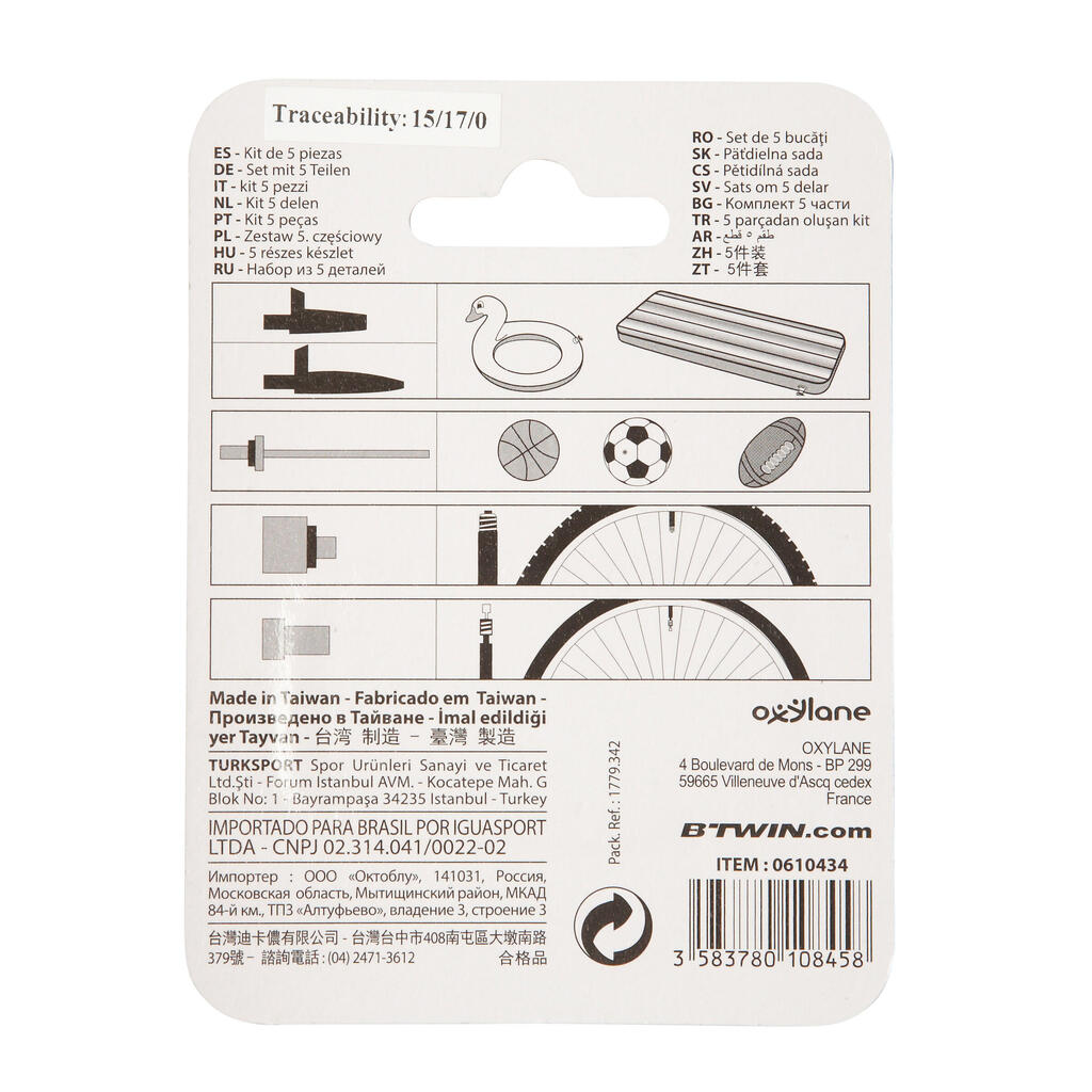 Kit 5 embouts de gonflage