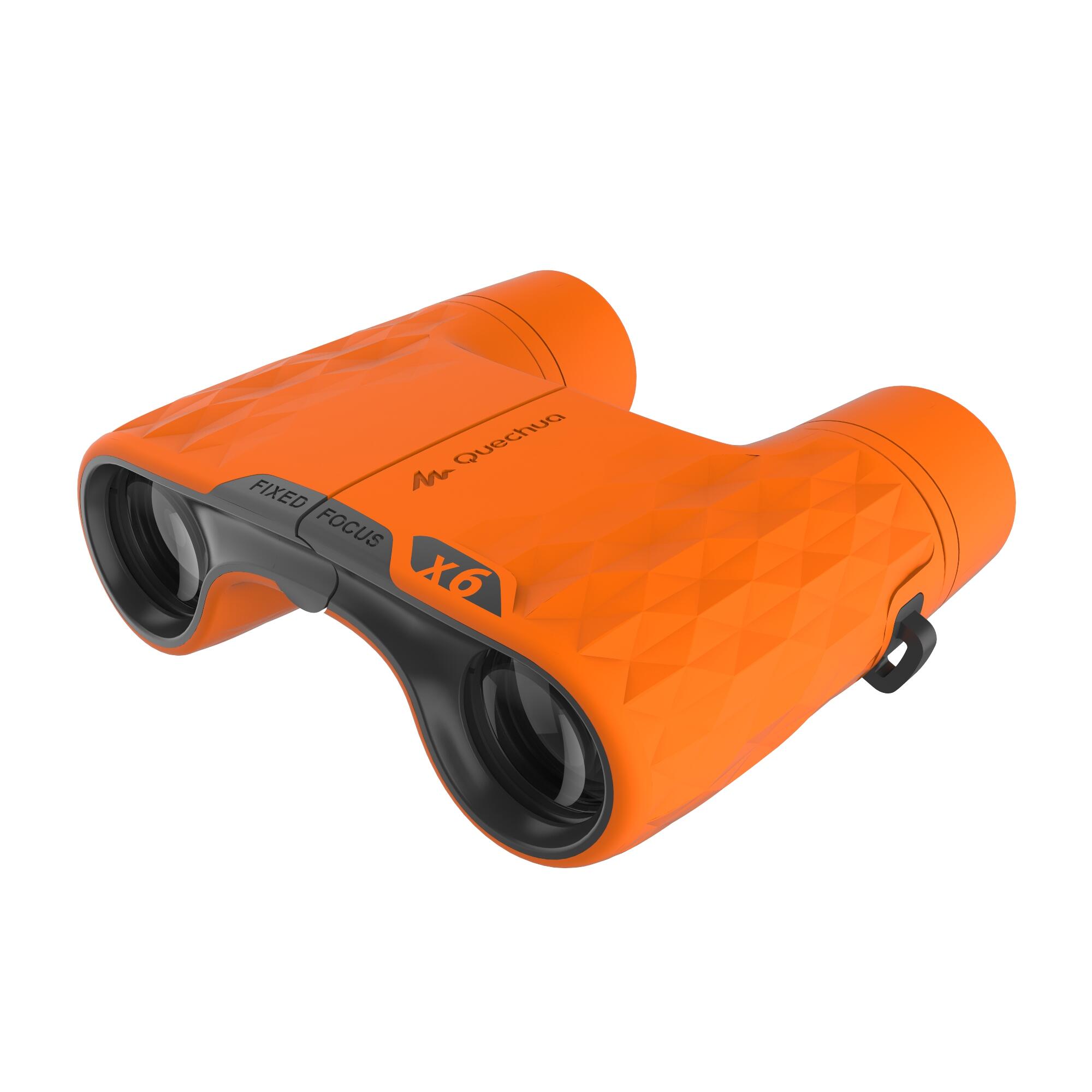 QUECHUA Kids' no-adjustment hiking binoculars MH B100 x6 magnification - Orange