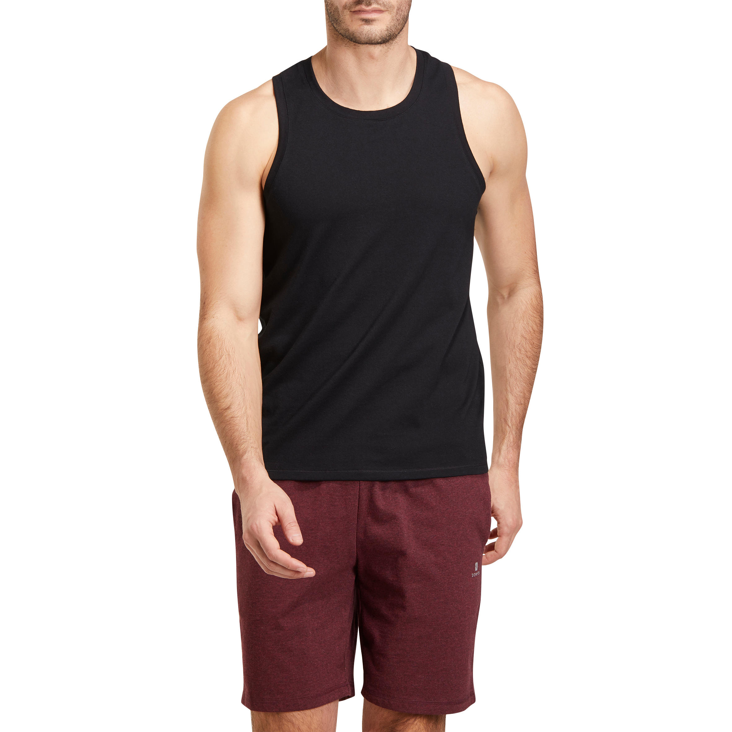 

Men' Gym Tank Top Slim Fit 500 - Black