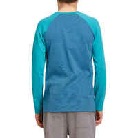 500 Boys' Long Sleeve Gym T-Shirt - Petrol Blue Print