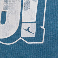 T-Shirt 500 manches longues Gym garçon imprimé bleu pétrole