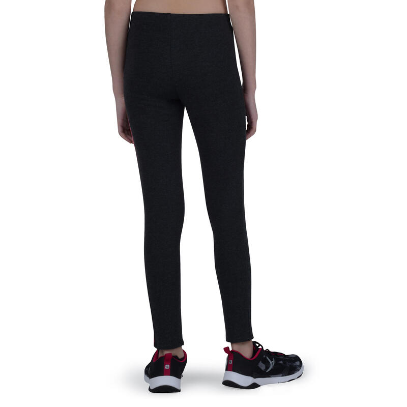 Mallas Leggings Deportivos Gimnasia Domyos 100 Niña Negro Carbón