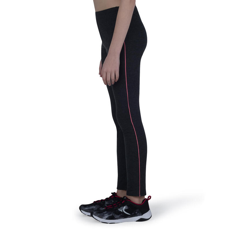 Mallas Leggings Deportivos Gimnasia Domyos 100 Niña Negro Carbón