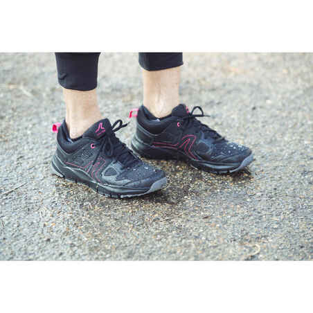 Women's Active Walking Shoes HW 100 - black/pink