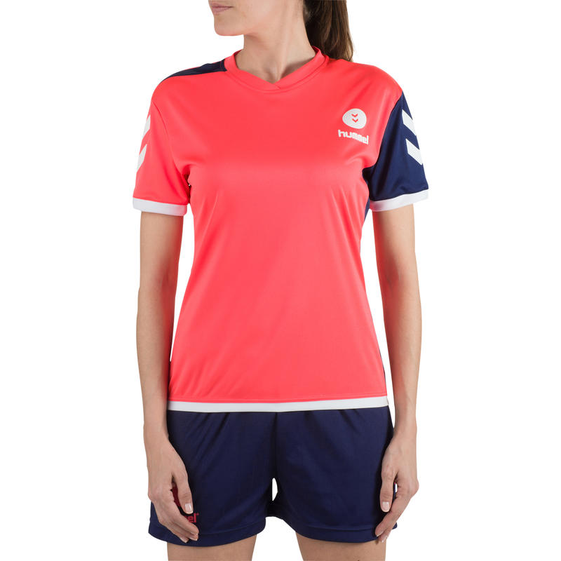 Maillot de handball Hummel Campaign femme rose/noir, chevron blanc 2017 Decathlon Martinique