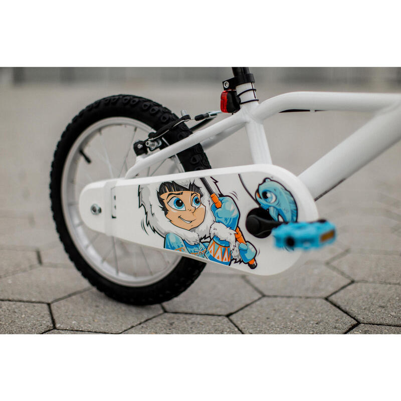 Kinderfiets 16 inch 4,5-6 jaar 100 INUIT wit/blauw