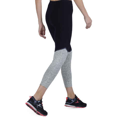 Fit+ Women's Gym & Pilates Slim-Fit 7/8 Leggings - Black/Mottled Grey