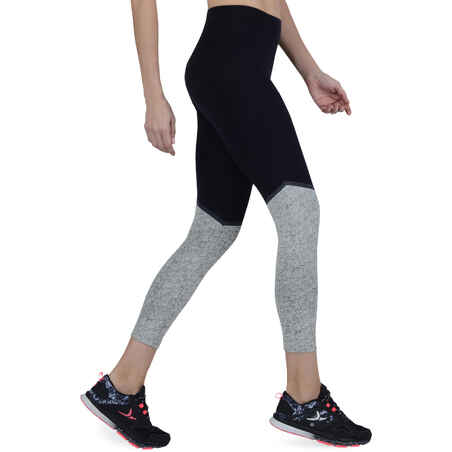 Fit+ Women's Gym & Pilates Slim-Fit 7/8 Leggings - Black/Mottled Grey
