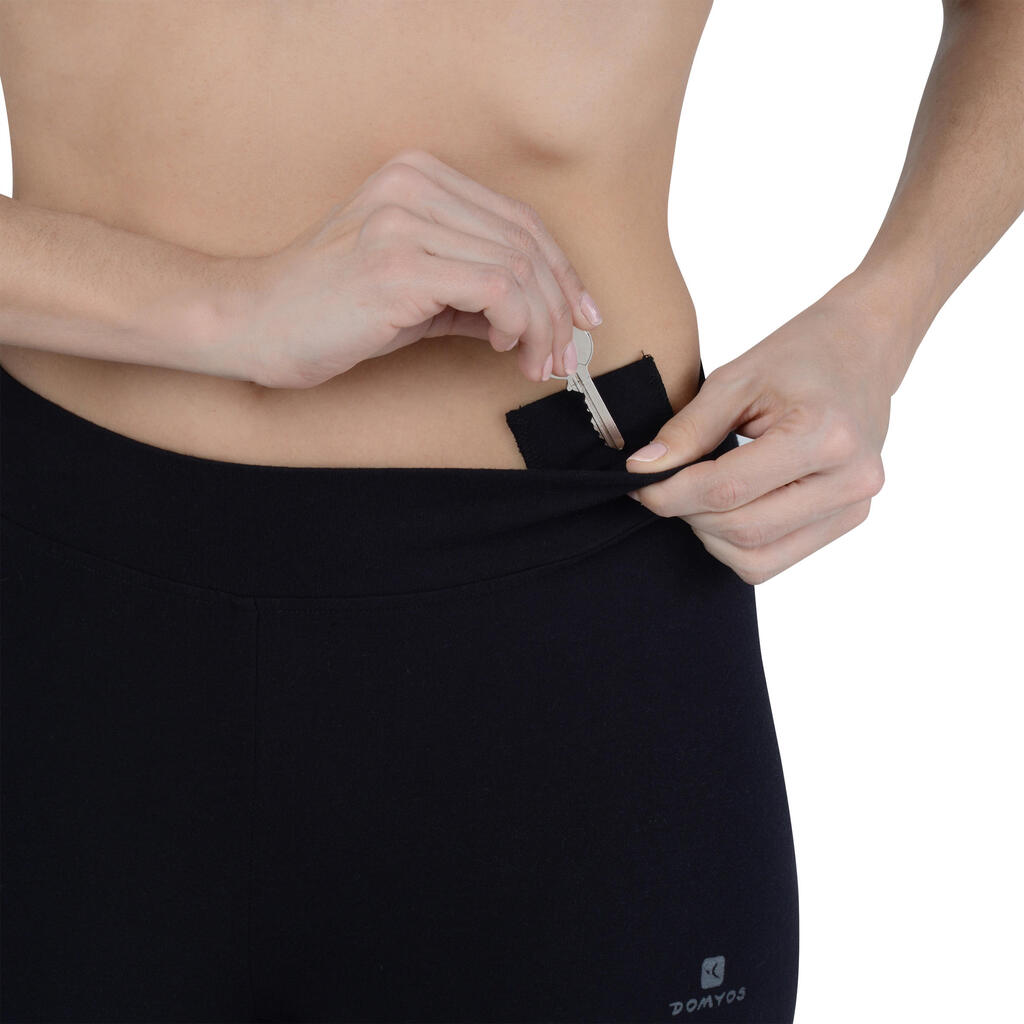 מכנסי טייץ צרים 500 Fit+ לכושר ולפילאטיס - אפור מלאנז'