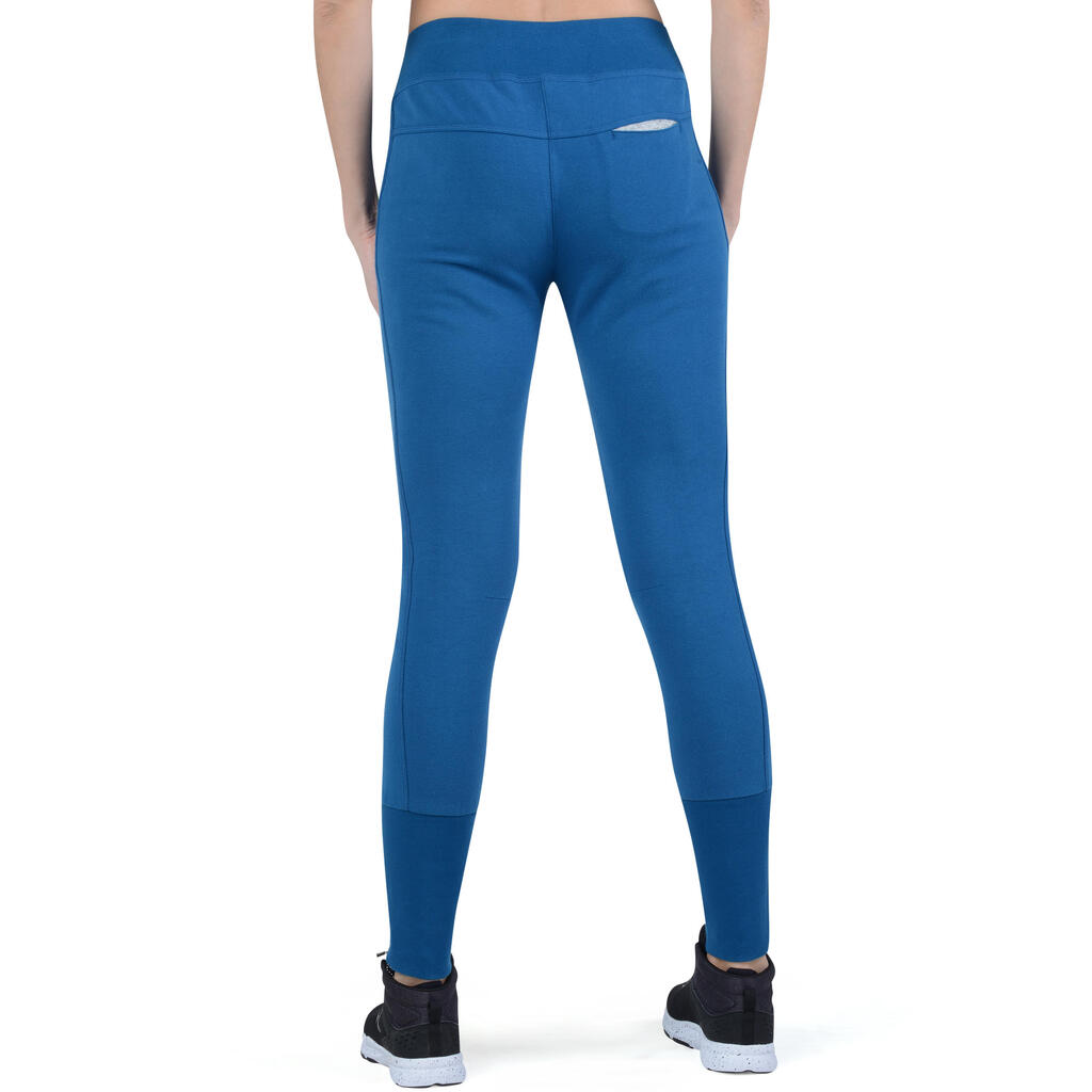 Women's Brushed Jersey Zipped-Ankle Gym & Pilates Bottoms - Teal