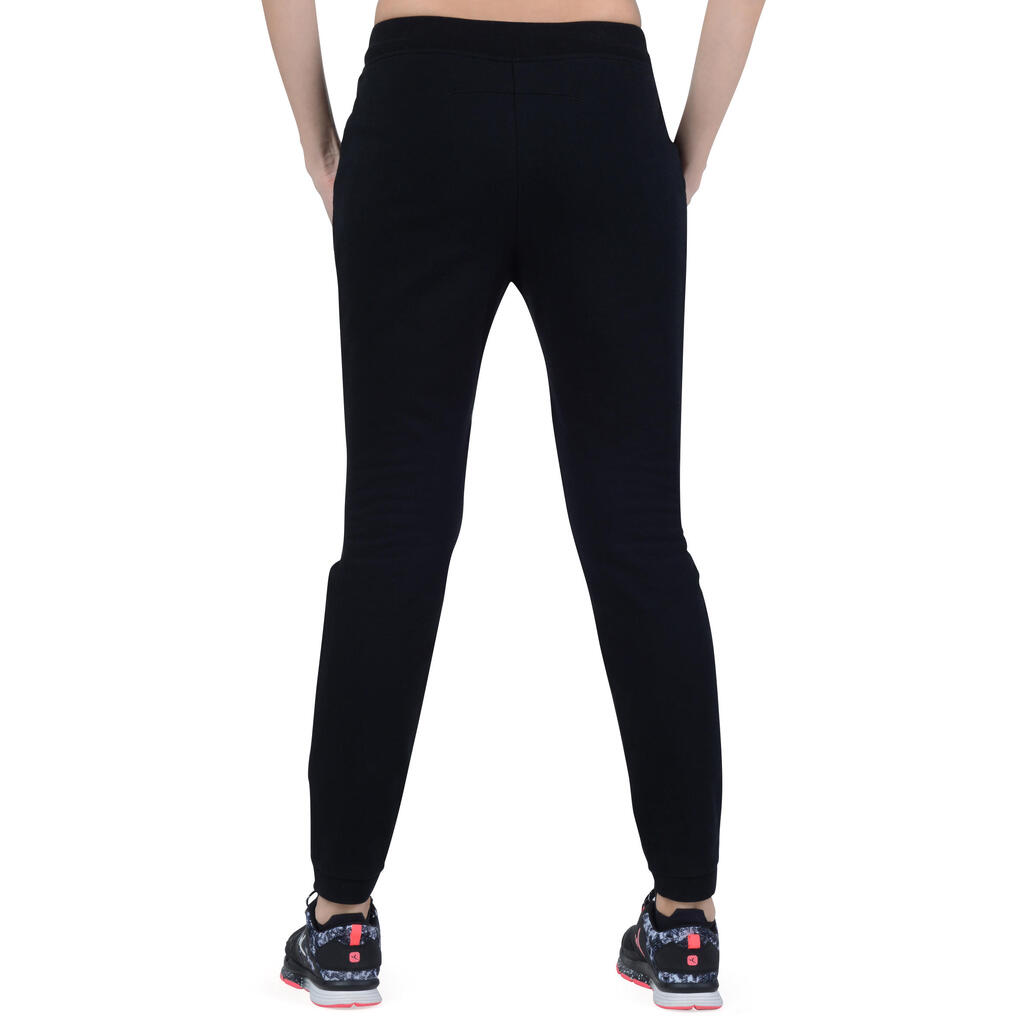Jogginghose 500 Slim Gym Stretching Damen schwarz