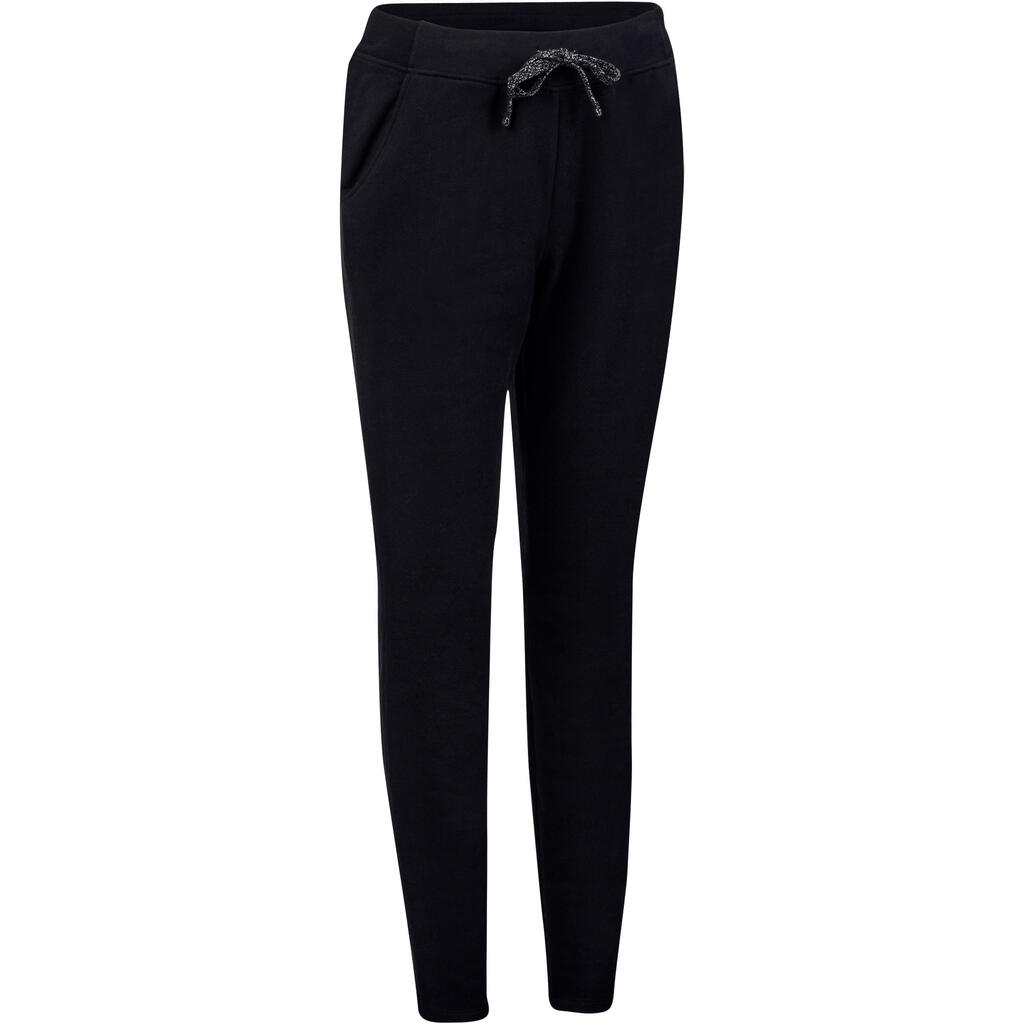 Jogginghose 500 Slim Gym Stretching Damen schwarz