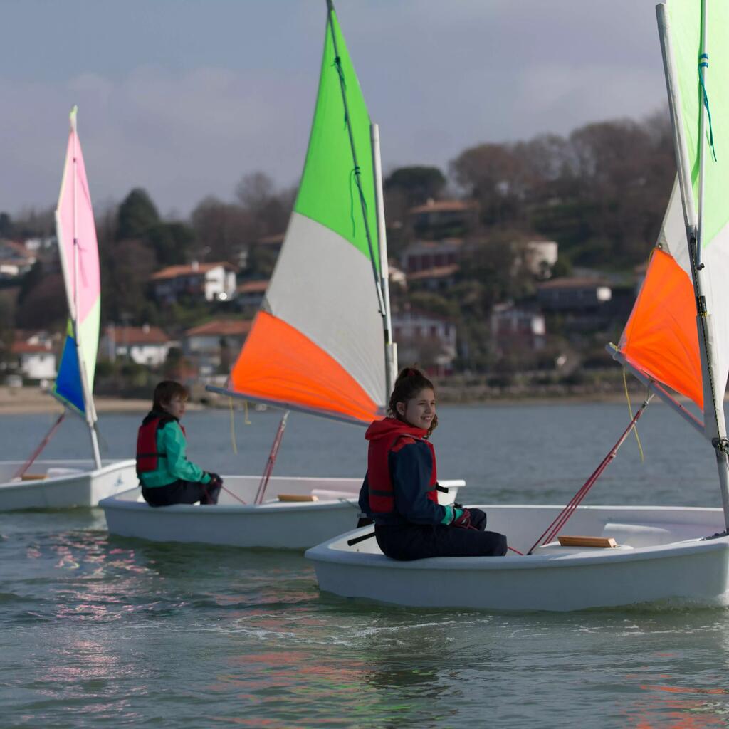 Coupe vent vareuse dériveur/catamaran enfant 100 rouge corail/jaune