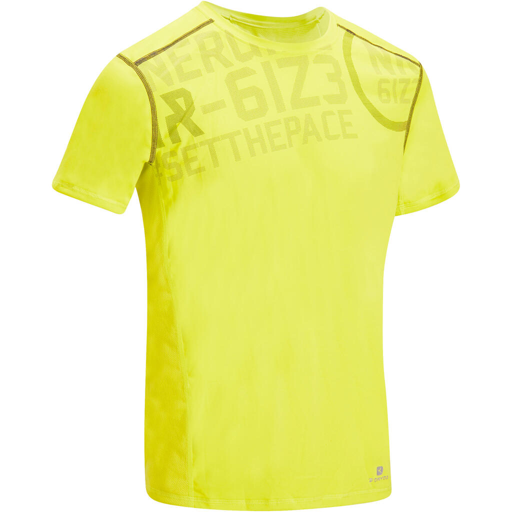 Camiseta fitness cardio hombre negra estampada amarillo Energy 