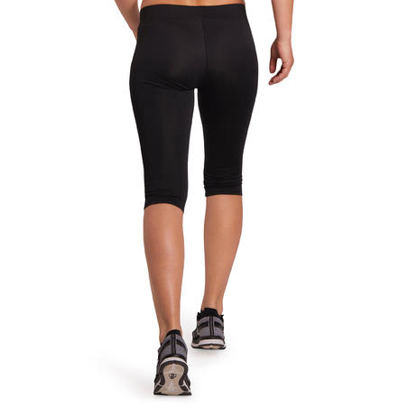 Жіночі укорочені спортивні штани 100 для кардіо-фітнесу - Чорні