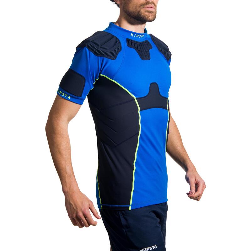 成人款橄欖球肩胸墊R500－藍色