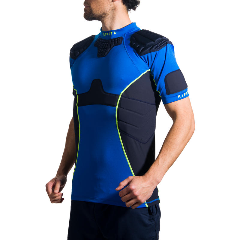 R500 Adult Rugby Shoulder Pads Blue Decathlon