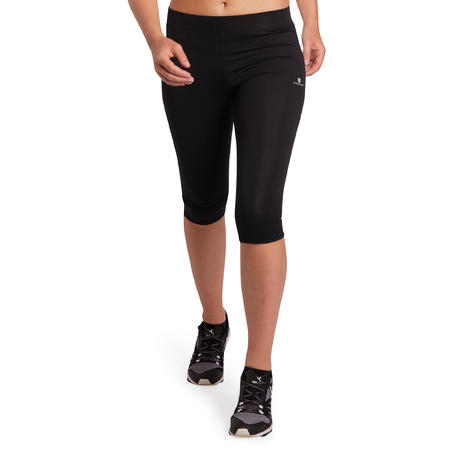 Жіночі укорочені спортивні штани 100 для кардіо-фітнесу - Чорні