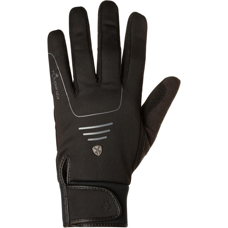 Guantes Equitación Fouganza Perf Adulto Negro Cálidos, Cortavientos y Perlante