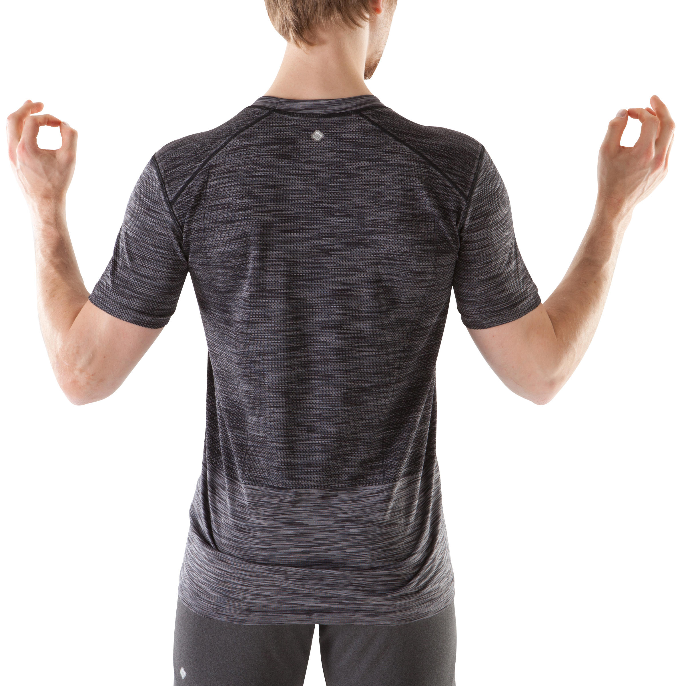 

Seamless Half-Sleeved Dynamic Yoga T-Shirt - Black/Grey