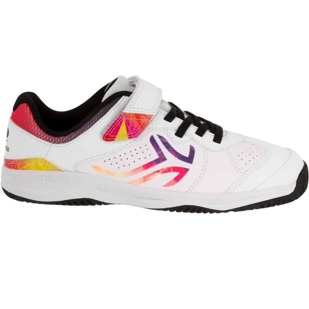 Tennisschuhe TS160 Turnschuhe Kinder weiß mit buntem Logo