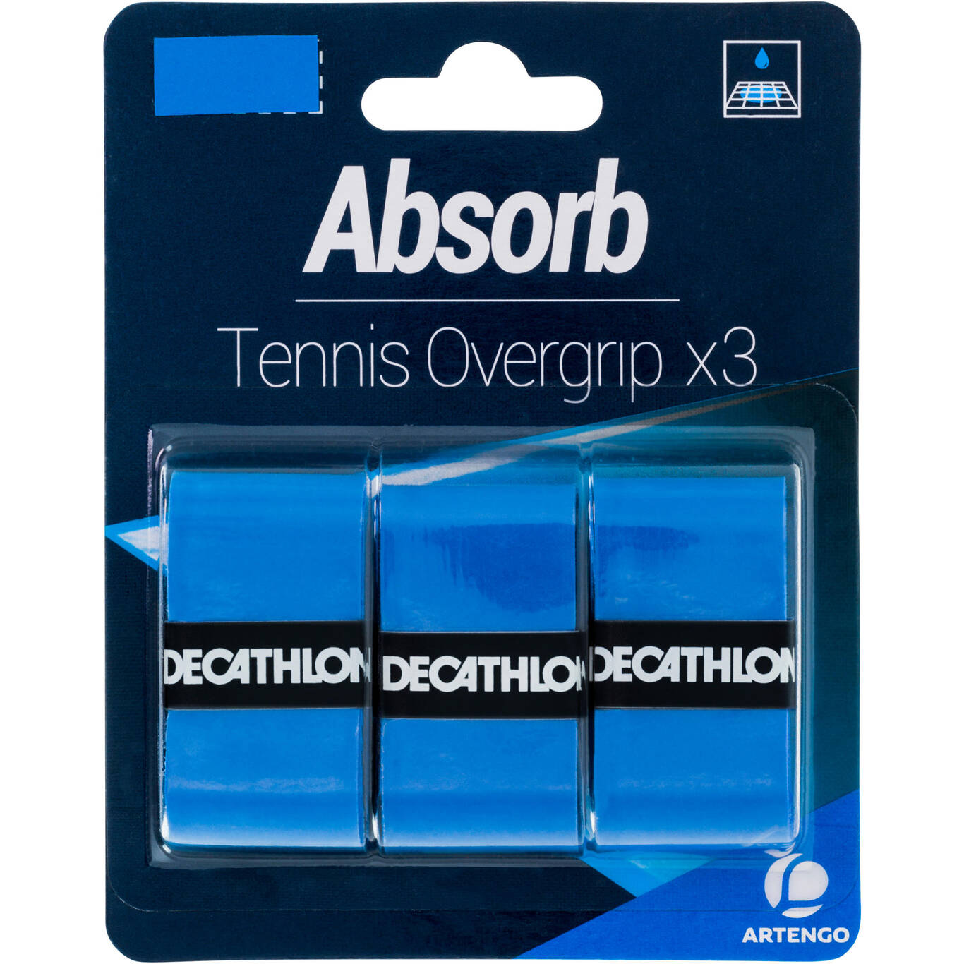 Absorbent Tennis Overgrip 3-Pack - Biru