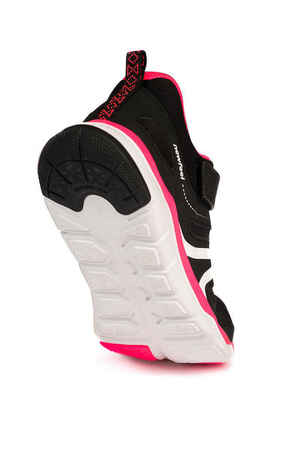 Kids' lightweight and breathable rip-tab trainers, black/pink